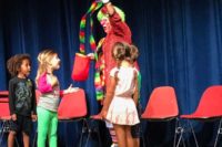 Candy Bar doing a magic trick for pre-schoolers 1st Presbyterian Church in Ft. Lauderdale